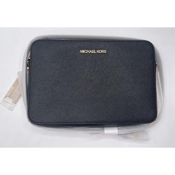MICHAEL KORS JET SET ITEM EAST WEST SHOULDER CROSSBODY BAG BLACK/GOLD - Picture 1 of 4